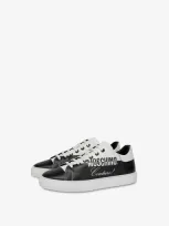 Moschino Black & White Logo Calfskin Sneakers