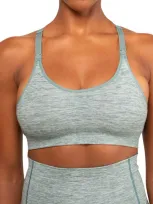 Modern Eternity Seamless Maternity/nursing Racerback Yoga Bra In Teal Melange