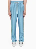 Gucci Light Blue Jogging Trousers With Web Tape