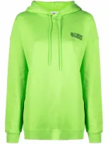 Ganni Software Isoli Logo-embroidered Oversize Hoodie In Flash Green