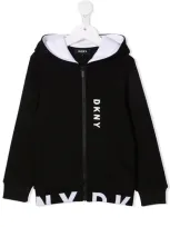 Dkny Logo-print Zip-up Hoodie In 黑色