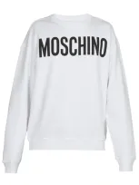 Moschino Logo Print Crewneck Sweatshirt In White