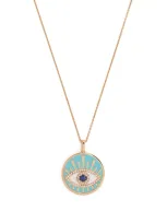 Monan 18kt Rose Gold Evil Eye Diamond And Enamel Necklace In Rosa