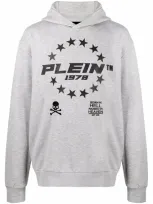 Philipp Plein Logo-print Pullover Hoodie In Grey