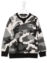 Diesel Kids' Camouflage-print Crew Neck Sweatshirt In Grey