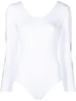 Liberal Youth Ministry Crystal-embellished Stripe Bodysuit In White