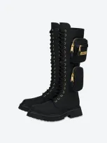 Moschino Safari High Combat Boot In Black