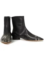 Maison Margiela Painted Leather Ankle Boots In Black