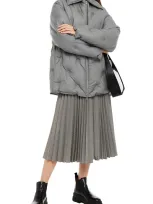 Maison Margiela Oversized Quilted Shell Coat In Gray