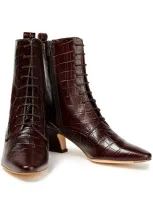 Miista Zelie Croc-effect Leather Ankle Boots In Brown