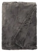 Unhide Lil Marsh Medium Faux Fur Blanket In Charcoal