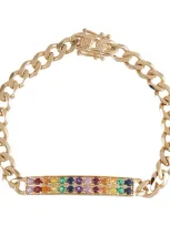 Sydney Evan Id Bar 14kt Gold Chain Bracelet With Diamonds In Yellow Gold/multi