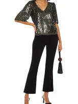 Velvet By Graham & Spencer Karen Sequined Georgette Top In Black