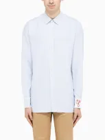 Golden Goose White And Blue Striped Shirt