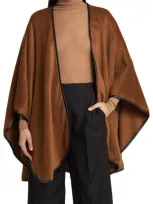 Sofia Cashmere Leather Trim Alpaca Blend Wrap In Brown