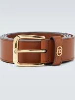 Gucci Gg-plaque Leather Belt In Cuir