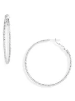 Nordstrom Demifine Textured Hoop Earrings In Sterling Silver Plated