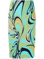 Emilio Pucci Onde Print Knitted Midi Skirt In Blue