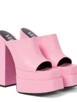 Versace Leather Peep-toe Platform Sandals In Candy-oro