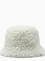 Prada Off White Wool Blend Bucket Hat In Beige