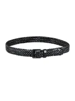 Bottega Veneta Spazzolato Thin Belt In Black