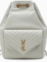 Saint Laurent Cream Leather Joe Backpack In White