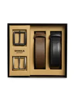 Shinola 2-piece Leather Belt Gift Set In Black Brown