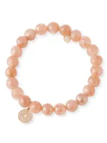 Sydney Evan 14k Diamond Star Disc & Moonstone Bracelet In Pink