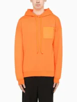 Loewe Orange Hoodie With Leather Logo Patch