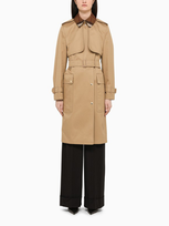 Burberry Beige Double-breasted Trench Coat With Checked Collar