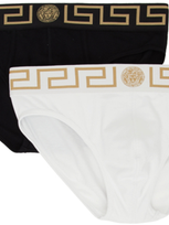 Versace Two-pack Black & White Greca Border Briefs