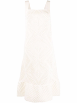 Jil Sander Crochet-knit Cotton-blend Midi Dress In Weiss