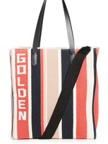 Golden Goose California N-s Stripe Tote Bag In Navy/brick/beige/white