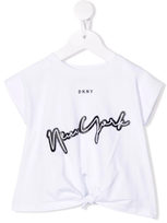 Dkny Kids' Logo-print Cotton T-shirt In Bianco