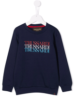 Trussardi Junior Kids' Logo-print Crewneck Sweatshirt In Blue