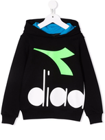 Diadora Junior Teen Graphic-print Pullover Hoodie In Black