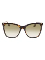 Victoria Beckham Guilloché 56mm Gradient Rectangular Sunglasses In Havana Blue