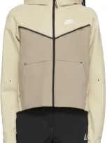 Nike Beige Tech Fleece Sportswear Windrunner Hoodie In Rattan/khaki/white