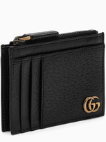 Gucci Black Gg Zipped Credit Card Holder