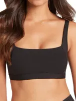 Sea Level Square Neck Bralette Bikini Top In Black