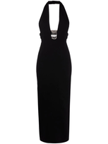 Saint Laurent Crystal-embellished Halterneck Dress In Black