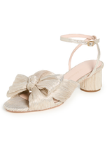 Loeffler Randall Dahlia Pleated Bow Heels In Platinum