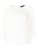 Paule Ka Three-quarter Sleeve Guipure Top In White