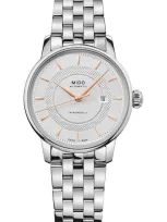 Mido Baroncelli Signature Automatic Bracelet Watch, 30mm In Silver/ White