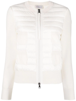 Moncler Quilted Zipped Cardigan In Beige