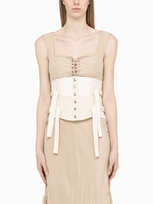 Sportmax Alfa Buckle Cotton Corset Top In Ivory