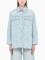 Stella Mccartney Lasered Logo-detail Denim Shirt In Blue