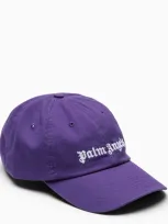 Palm Angels Logo Embroidery Cotton Canvas Cap In Purple