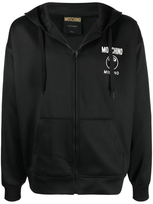 Moschino Logo-print Zip-up Hoodie In Black