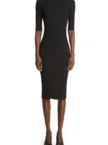 St John Flat Rib Midi Sweater Dress In Black